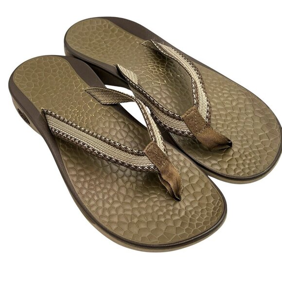 Chaco Womens 9 Fathom Ecotread Brown Flip Flops Sandals Thongs Summer Beach - Picture 1 of 10